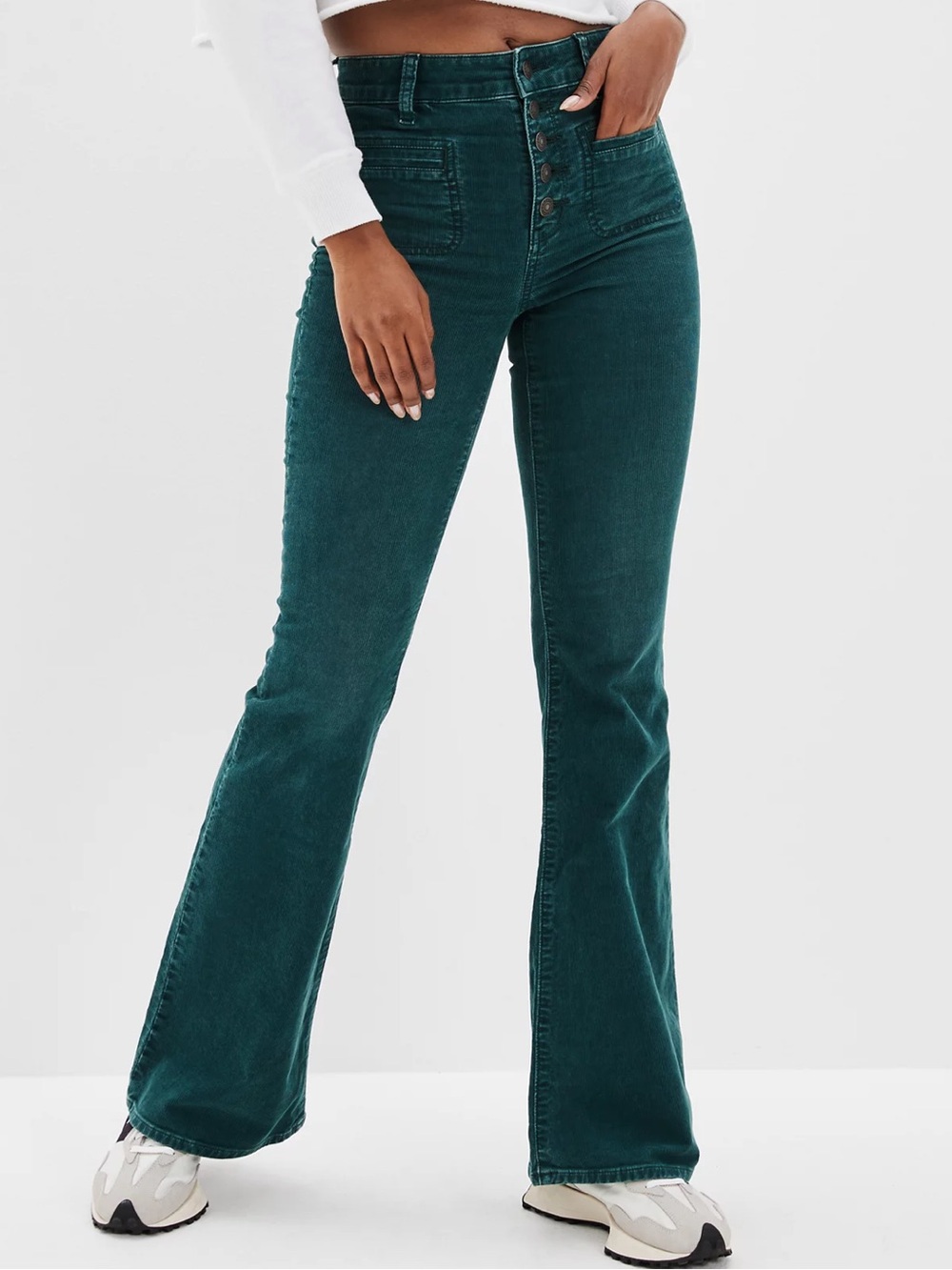 American Eagle Outfitters medium Green Corduroy Boot Cut Pants RARE Vintage AE